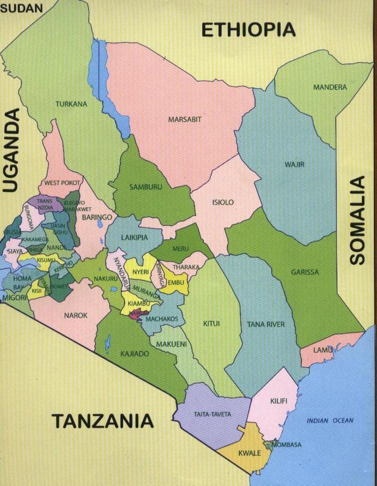 شهرستانهای کنیا نقشه
