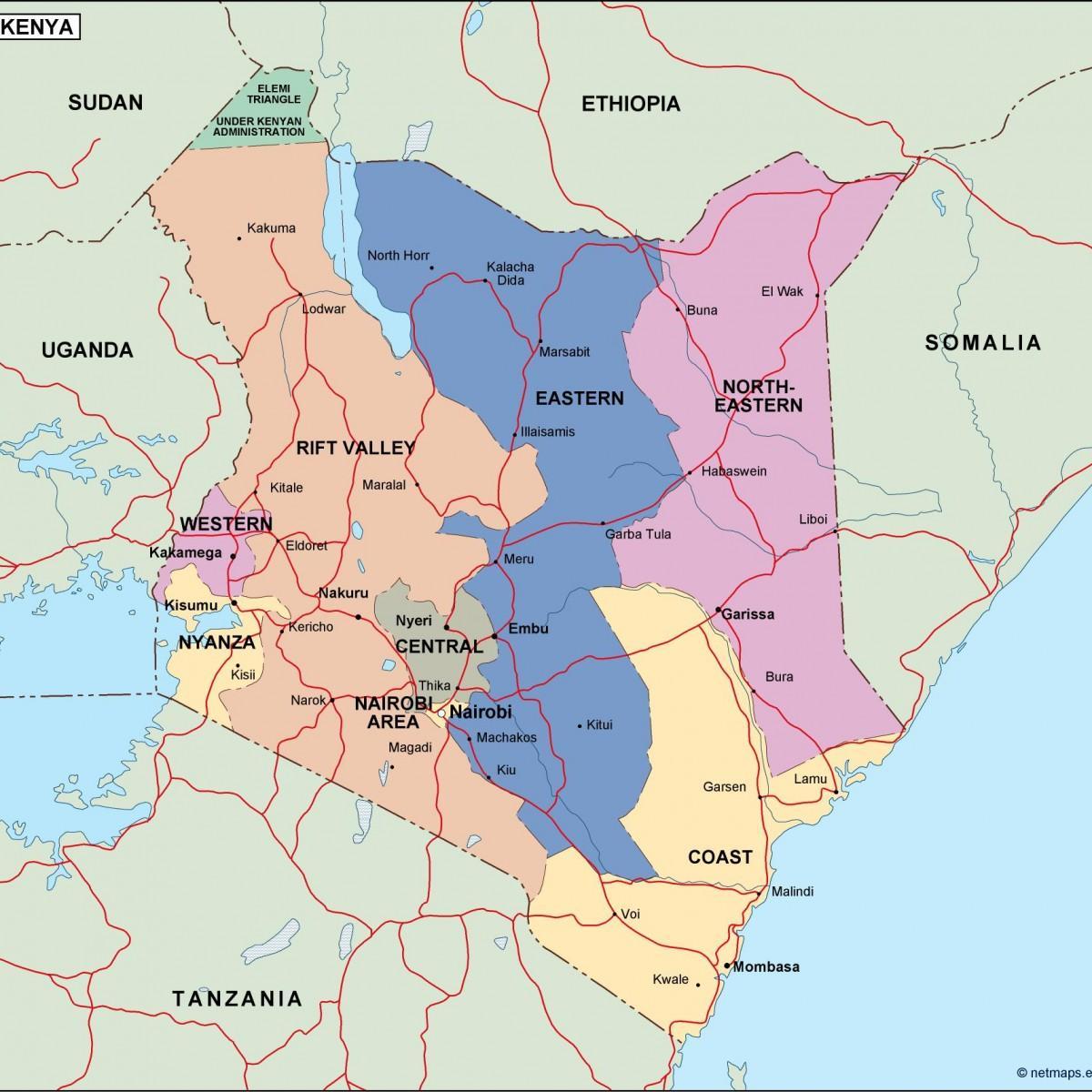 نقشه از نقشه سیاسی کنیا