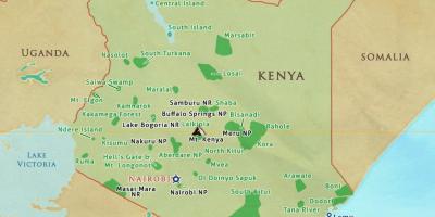 نقشه از کنیا پارک های ملی و ذخایر