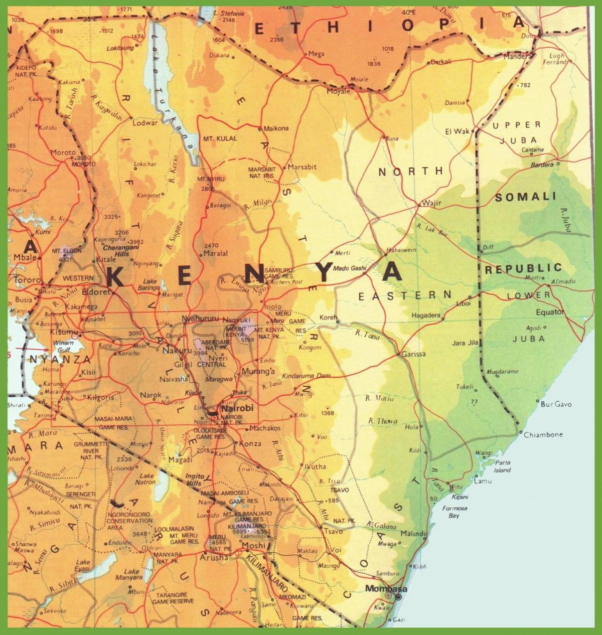 کنیا شبکه جاده نقشه