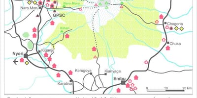 کوه کنیا در آفریقا نقشه